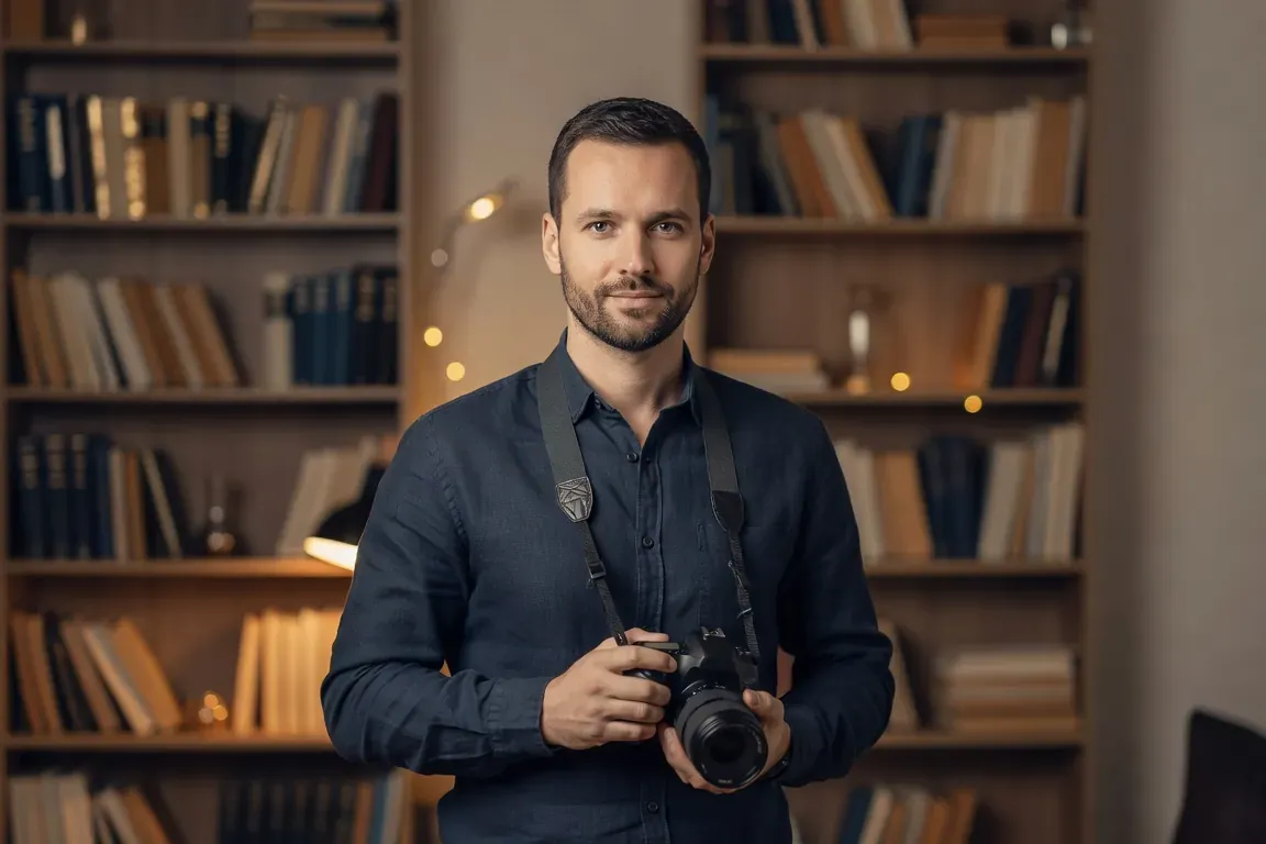 Portrait éditorial d'un photographe de mariage français basé à Vilnius