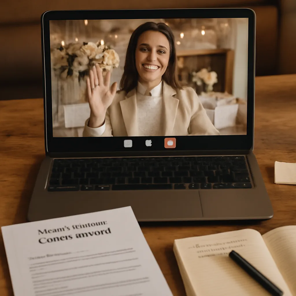 Couple utilisant un outil de visioconférence pour organiser leur mariage à distance