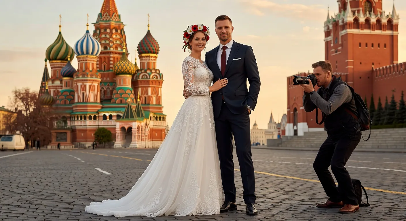 Photographe en repérage dans une église orthodoxe de Saint-Pétersbourg deux jours avant la cérémonie