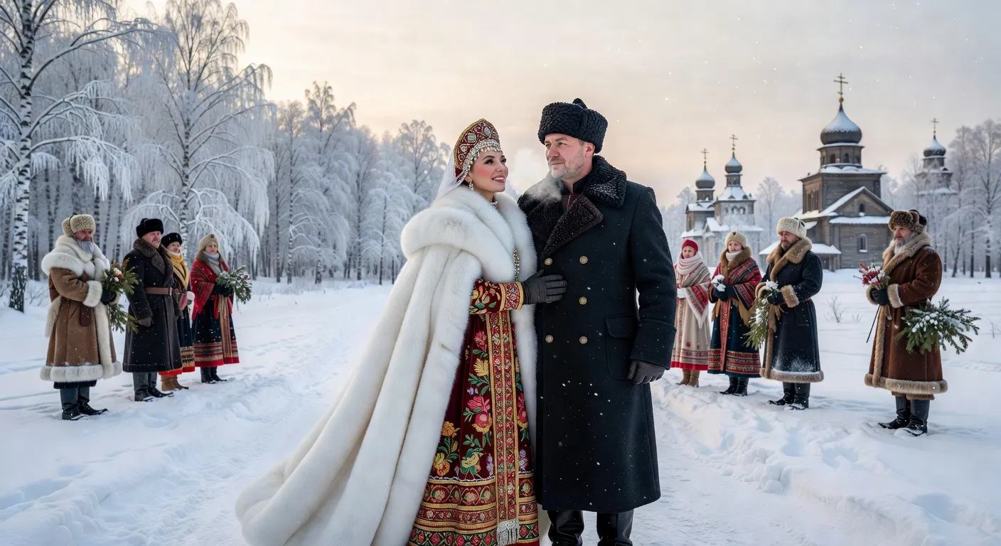 Couple nouvellement marié en Europe de l'Est à l'automne avec feuillage doré