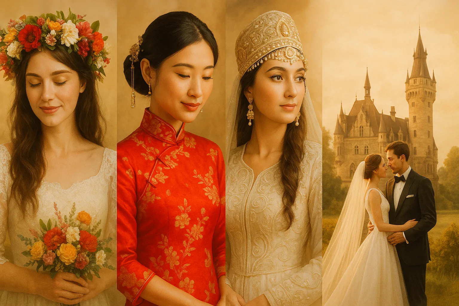 Collage de traditions de mariage du monde entier